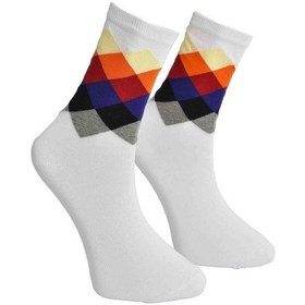 Resim Unisex Renkli Kare Çorap Beyaz - Lksçrp16-36-44 (544423542) Çok Renkli 