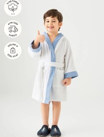 Resim Pueri | Nepos | %100 Pamuk Erkek Çocuk Bornozu - Beyaz / 6 - 8 Yaş 