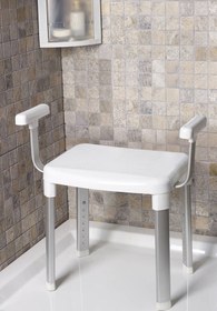 Resim Primanova Cappadocia Paslanmaz Alüminyum Kol Destekli Yaşlı Engelli Banyo Sandalyesi (130 KG Kapasite) - Beyaz 