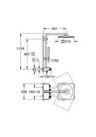 Resim Grohe Euphoria Smartcontrol System 310 Cube Duvara Monte Termostatik Bataryalı Duş Sistemi - 26508a00 Antrasit 