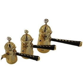 Resim İşleme Motifli 3'lü Bakır Mırra Cezve Seti 