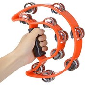 Resim Midex TF-26OR Çift Sıra 10 Zilli Turuncu Tef Tamburin (El Kavrama Aksamlı) 