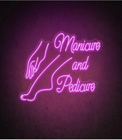 Resim BİZ BU İŞİN KEYİF KISMINDAYIZ Manicure and Pedicure Yazılı ve Şekilli Neon Tabela 