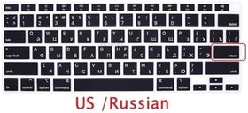 Resim MacBook Air 13 inç Rusça Klavye Koruyucu – US Amerikan Klavye (Return Enter) – İnce Silikon – A1932 A2179 A2337 (M1) Siyah 