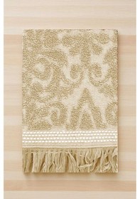 Resim 2 Parça Jakarlı Banyo Havlu Takımı %100 Pamuklu 90x150 Cm Arden Bej Çok Renkli 