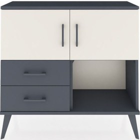Resim Arges Şifonyer 2 Raflı 2 Çekmeceli 2 Kapaklı 88x30x80 Antrasit-aytaşı/antrasit Aytaşı/antrasit 