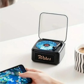 Resim Ensiga Hoparlör Kablosuz Bluetooth Plakretro Pikap Tarzı Çalar Stereo Ses Rgb Projeksiyon Lambası Etkili 