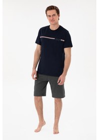 Resim U.S. Polo Assn. Erkek Bisiklet Yaka Lacivert Pijama Takımı 50309174-VR033 