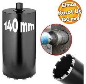 Resim Badem10 Elmas Karot Ucu 140 mm Shun Beton Zemin Duvar Delme Delik Açma Panç Aparat Uç Deprem Numune Al Test 