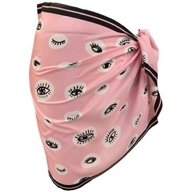 Resim Tarzını Seç Kısa Pareo - Pembe Göz Model 150x50 Cm Çok Renkli 
