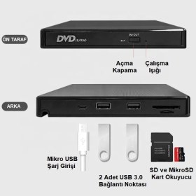 Resim Triline Harici DVD-RW USB 3.0 + SD TF Kart Okuyucu + 3.0 USB Hub Çoklu Cihaz Uyumu 