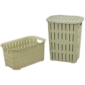 Resim Sağlam Plastik Bambu Görünümlü Kirli Çamaşır Sepeti- Çamaşır Sepe 