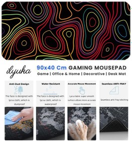 Resim İlyuka Mousepad 90x40cm Büyük Boy Xxl Mp379040 Colored Topography 