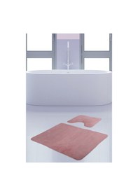 Resim Unicolor Düz Pembe 2'li Banyo Paspası Halısı Seti Kaymaz Deri Tab Pembe 