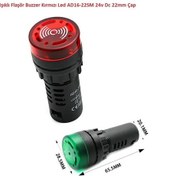 Resim Siren Işıklı Flaşör Buzzer Kırmızı Led Ad16-22sm 24v Dc 22mm Çap 