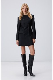 Resim Network Siyah Blazer Mini Yün Elbise 
