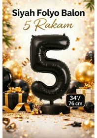 Resim 34" Folyo Rakam 76cm "5" Siyah / Black Siyah 