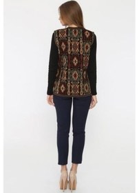 Resim Kadın Etnik Desen Klasik Triko Örgü Kilim Yelek 1052-gümüş Gümüş 