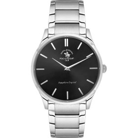 Resim Santa Barbara Polo Racquet Club SB.4.10020-2 Çizilmez Safir Cam Çelik Kasa Ince Tasarım Metalik Renk Erkek Kol Saati 