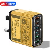 Resim 25w 3usb + 3pd Şarj Cihazı 6 Port Hızlı Şarj Qc3.0 Tip C Cep Telefonu Duvar Jj304-3a3c Uk Yellow 1 Adet 