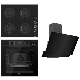 Resim STEAMART-FRYART Serisi Siyah Set (CS205-FA + QEP64CS +D063 ) - Emaye Izgara / Kademeli Musluk 