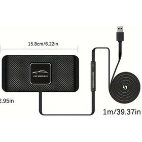Resim Wangxi Usb 15w Hızlı Kablosuz Araç Şarj Cihazı Yükseltilmiş Araba Şarj Pedi İphone Uyumlu Samsung 