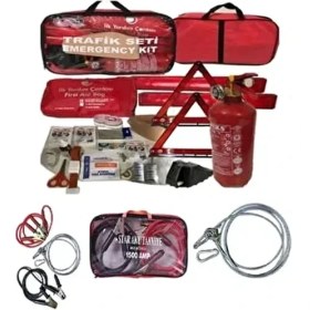 Resim Belirtilmemiş Çantalı Trafik Seti Kablolu Takviye ve Çeki Halatı ile Acil Durum Araç Seti 