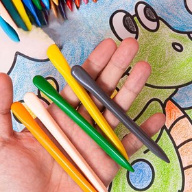 Resim 24 Renkli Kirletmeyen Eller Kalemseti, Çocuklar için Boyama Kalemleri, El Kirletmez, Yıkanabilir Plastik Kalem Seti, Kolaylaştırılmış Renklendirme Sanat Malzemeleri 