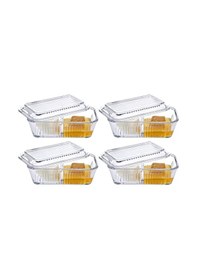 Resim Paşabahçe Bölmeli Saklama Kabı 4 Adet Zeytinlik Tereyağlık 96764 Şeffaf 