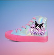 Resim LİASSHOES grafiti kuromici baskılı pembe taban hologram çocuk spor ayakkabı sneaker 