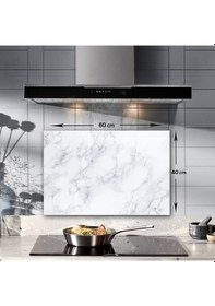 Resim Decorita Klasik Mermer Desenli Cam Ocak Arkası Koruyucu 40x60cm 
