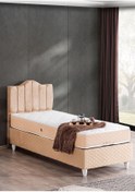 Resim Setay Baza, Trend Tek Kişilik Baza Başlık Letto Yatak Seti - Bej 