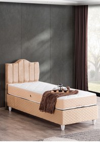 Resim Setay Baza, Trend Tek Kişilik Baza Başlık Letto Yatak Seti - Bej 