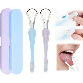 Resim 2'si 1 Arada Paslanmaz Çelik Dil Kazıyıcı & Temizleyici Seti - Hipoalerjenik, Taşınabilir Diş Fırçası Ev Ağız Bakımı İçin 