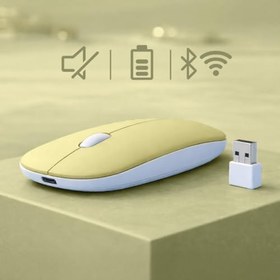 Resim Sneezy Type-C Şarjlı Bluetooth Mouse MacBook iPad Laptop Uyumlu İnce Gövde Dongle ve Kablo Dahil Sarı 