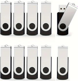Resim Chuangyinshop 10 Adet 32gb Usb Flash Bellek Swivel Usb 2.0 Bellek Çubuğu Led Göstergeli Veri Depolama Yedekleme Pc Mac İçin Siyah 