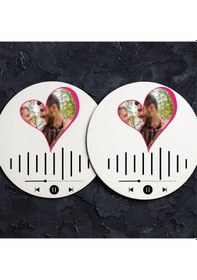 Resim Kişiye Özel Spotify Barkodlu Mdf İkili Bardak Altlığı Çok Renkli 