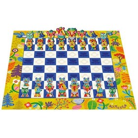 Resim Orman Temalı Satranç Oyunu Hayvan Figürlü İki Seviyeli Satranç Seti 