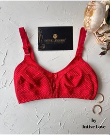 Resim Liza Puantiye Desenli Pamuklu Penye Kalın Askılı Toparlayıcı Bale Kırmızı 