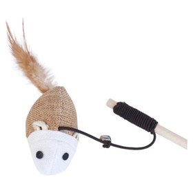 Resim Fare Figürlü Tahta Saplı Kedi Oltası 40 cm 