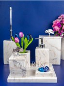 Resim MIARIK DESIGN & DEKORASYON Dekoratif Mermer Aksesuar Detaylı 7 Li Kare Banyo Seti Takımı 