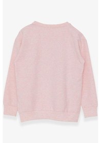 Resim Kız Çocuk Breeze Sweatshirt Yazı Baskılı Yırtmaçlı Somon Melanj (9-14 Yaş) 