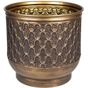 Resim Euroflora HDYEN03841 Kabartma Desenli Metal Saksı Kahverengi 39X35cm 