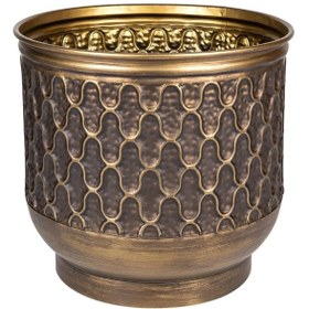 Resim Euroflora HDYEN03841 Kabartma Desenli Metal Saksı Kahverengi 39X35cm 
