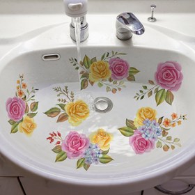 Resim SUPSTICKER Kendinden yapışkanlı Çiçekli Banyo Çıkartmaları - Pembe ve Sarı Gül Tasarımı, Banyo Küvetleri, Lavabo, Duvar Dekoru için Kolay Çıkar ve Yapıştır Vinil Çıkartmalar - Dayanıklı Ev Spa ve Banyo Dekoru, Banyo Duvar Çıkartmaları, Küvet Dekoru, Zarif Dekor, Kolay Kurulum Çıkartmaları 