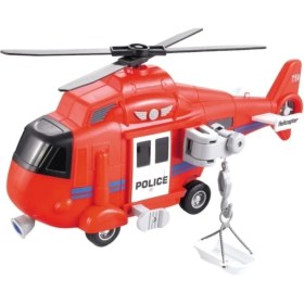 Resim 1:16 Sürtmeli Sesli Işıklı Helikopter - Kırmızı 