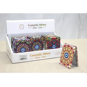 Resim Büro Ev Ofis Personel Hediyesi İçin Taşlı İnce Dörtgen Stil El Aynası Çok Renkli 