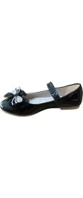 Resim Mini Women 0225 Kız Çocuk Taşlı Fiyonklu Babet Siyah Rugan 