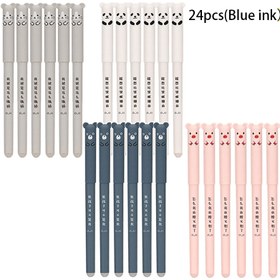 Resim 24 adet Sevimli Karikatür Hayvan Silinebilir Jel Kalemler - 0.35mm Doldurulabilir Yıkanabilir Jel Kalemler (Domuzlar, Kediler, Ayılar) Okul Malzemeleri için, Mavi Mürekkep, Plastik Sap, Orta Uç, Sevimli Kalemler, Okul Kırtasiyesi, Oynak Tasarım, Dayanıklı Yazma Aracı 