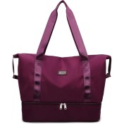Resim Alien Outdoor Sports Büyük Kapasiteli Naylon Su Geçirmez Fitness Tote Tek Omuz Çantası Seyahat Bagaj Çantası-Mor Kırmızı (Yurt Dışından) 